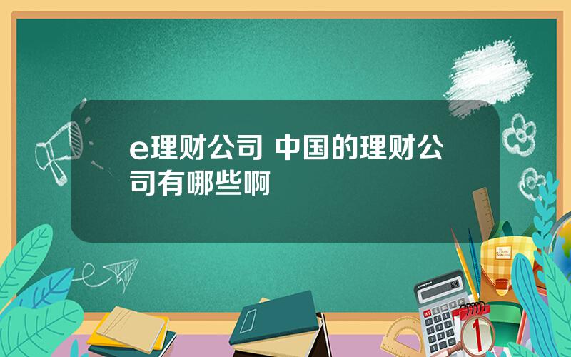 e理财公司 中国的理财公司有哪些啊